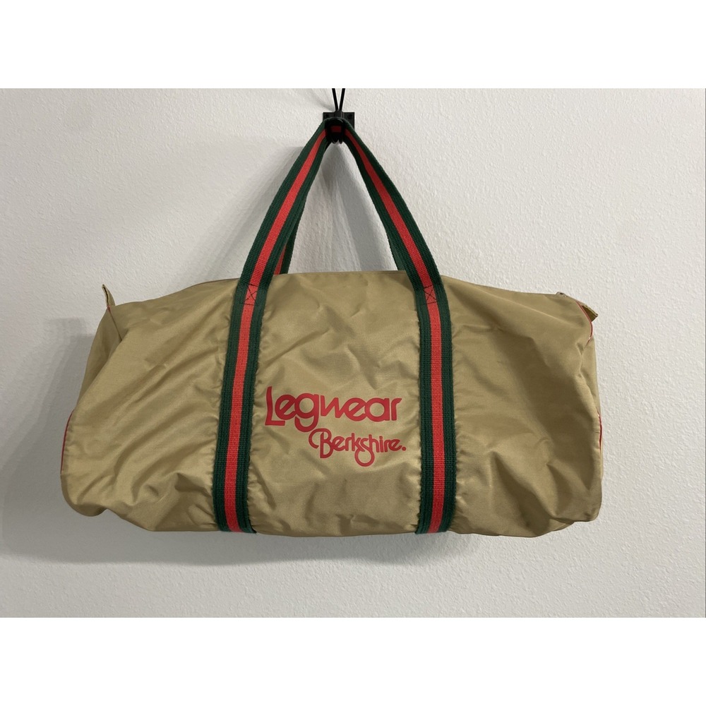 Vintage Legwear Berkshire Duffel Bag Brown Canvas Gym Bag Made in USA Retro